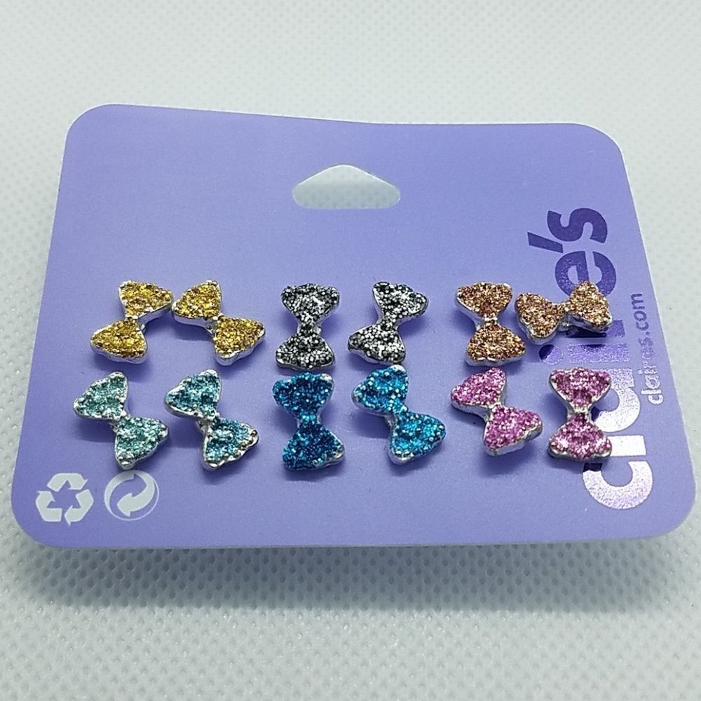 NWT Claire's 6 Pairs of Bow Earrings